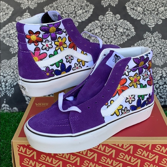 glitter floral platform vans